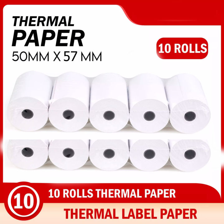 POS Thermal Receipt Paper 57mm x 50mm 57x40mm 10 Rolls | Lazada PH