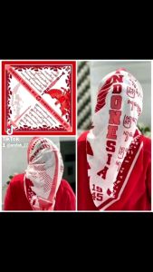 HIJAB SEGIEMPAT MERAH PUTIH//HIJAB VOAL AGUSTUSAN//KERUDUNG BENDERA MERAH PUTIH