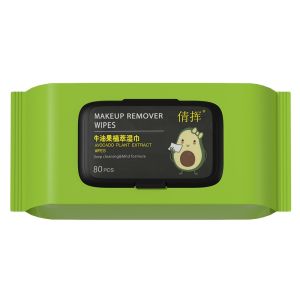 80-Piece Avocado Makeup Remover Wipes - Deep Cleansing Moisturizing Face and Eye Makeup Remover Pads