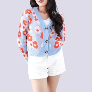 ELYCLOTH | FLORAL CARDIGAN | CARDIGAN RAJUT WANITA PREMIUM KNIT