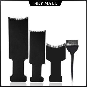 4pcs/set Hair Dye Brush Board With Brush Hair Dyeing Selectioning Board Hairdressing Hair Applicator Brush