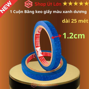 1 Cuộn băng keo giấy màu xanh dương rộng 1.2cm dài 25 mét lõi giấy 3mm giá tại xưởng