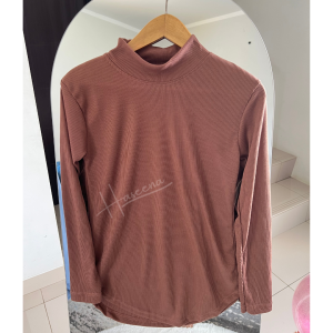 Haseena Atasan Inner Knit Alina Lengan Panjang Turtleneck Kerah Tinggi Tebal | Baju Dalaman Wanita Hijab | Manset Lengan Panjang Turtle Neck RIB Polos