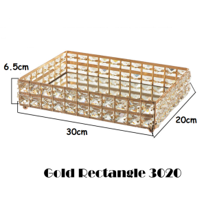 Crystal Glass Metal Luxury Decoration Tray Home Decorative Mirror Tray Modern European Style
