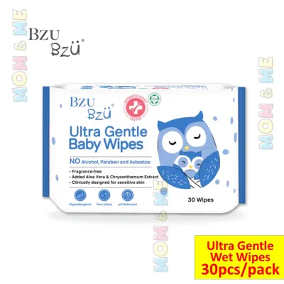 BZU BZU Ultra Gentle Fragrance Free Baby Wet Wipes 10 pcs / 30 pcs / 80pcs / BZU BZU NEW Anti Bacterial Baby Wipes 30 pcs / 80pcs / Natural Organic Original Plain Baby Wet Wipes (2 x 30pcs)