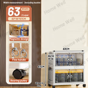 【2025 New】 5/6 Layers Large Capacity Storage Cabinet Folable Storage Cabinet Almari Pakaian 2 Doors Storage Cabinet Box With Roller Space Savers 收纳置物柜