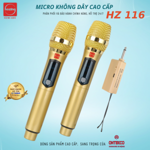 Bộ Micro không dây HZ116 công nghệ mới âm thanh cao cấp hát hay mic dùng pin sạc  có cổng chuyển đổi 3.5 dùng cho âm ly loa kéo mixer