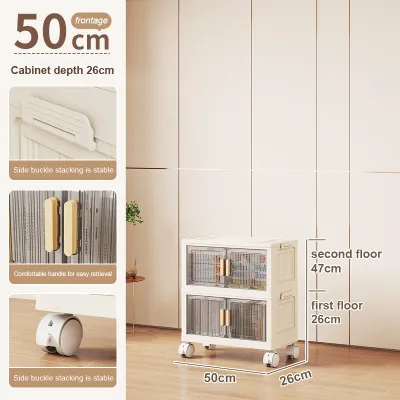 BITASSET Foldable Storage Cabinet with Wheels Plastic Wardrobe Organizer for Clothes Toys Space Saving Plastic Durabox Cabinet Organizer With Magnetic Suction and Wheels