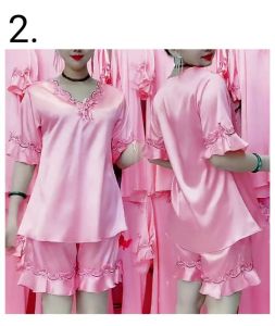 beevi B797 Setelan Piyama Satin Import New celana pendek piyama impor murah piyama dewasa baju tidur dewasa satin