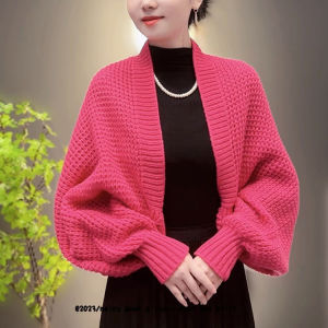 Cashmere Bat Sleeve Knitted Shawl Elegant Lady Plus Size Warm Cardigan Outer