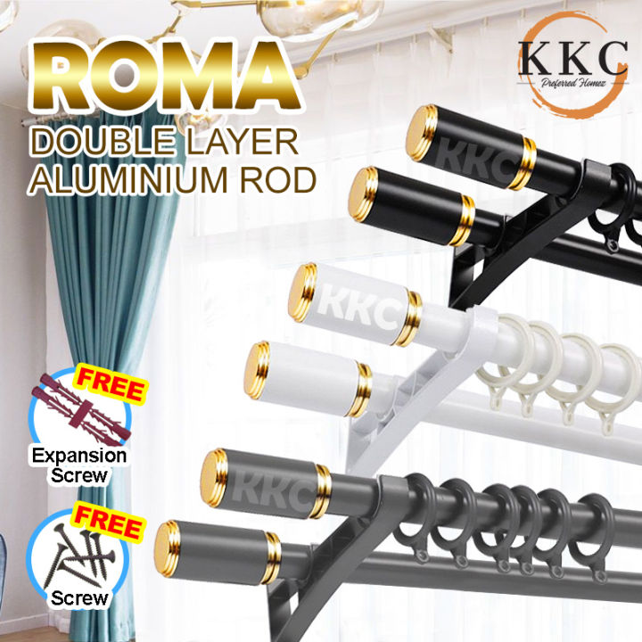 KKC ROMA DOUBLE Aluminium Curtain Rod/ Kayu Langsir Aluminium /Rod