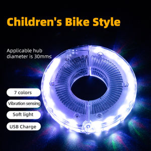 ROCKBROS Bike Wheel Hub Light 7 Colors Brake Sensing MTB Kids Bike Flash Light USB Rechargeable Warning Light for Child Balance BIke Bicycle Accessories