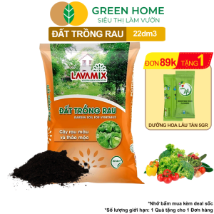 Đất Trồng Rau GreenHome Lavamix Bao 22dm3 (11kg) Hữu Cơ Đầy Đủ Dinh Dưỡng Cho Các Loại Rau Củ