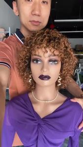 100% Human Hair Wigs Short African Curly Hair for Black Women Full Machine Wig Fashion Type For Female