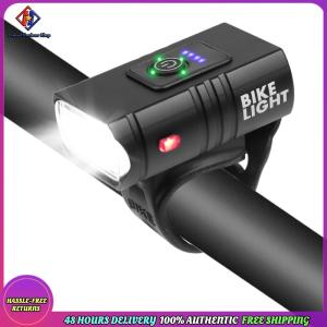 Vodool LED Bike Handlebar Flashlight Aluminum Alloy with Tail Light Outdoor Bike Headlight USB Charging Power Display for Night Riding