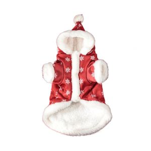 ER52858 Snowflake Pattern Christmas Dog Clothes Thickened Soft Dog Plush Jumpsuit Pet New Year Clothes Comfortable Pet Christmas Cotton Coat Winter