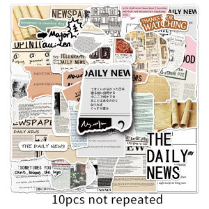 50PCS INS Style Vintage Art Collage Newspaper Text Sticker Diary Creative Decorative Suitcase Scrapbook Phone Old Newspaper Sticker Decal