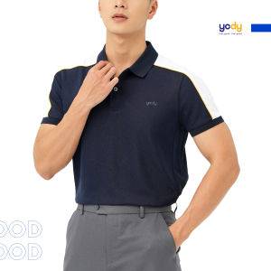 Áo polo phông nam YODY đứng dáng phối vai khỏe khoắn vải cafe tổ ong khô thoáng mềm mại APM5413