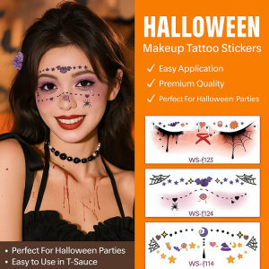 (Party Must-Have!) Reusable Halloween Makeup Stickers  Tattoo Decals for Face &amp Body to Enhance Your Party Look  Quirky &amp Fun Designs