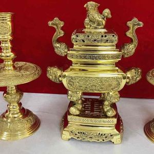 Bộ đỉnh thờ lư hương thờ bằng đồng cao cấp cao số 1