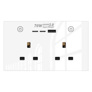 WIFI Smart Tuya USB Type C PD 70W Wall Socket UK Plug Outlet Power Touch Switch Wireless Remote by Alexa Google Home Smart Home