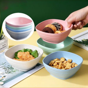 4Pcs Square Wheat Straw Bowl Mini Rice Bowl Ramen Bowl Anti-Fall Food Bowl Microwavable Eco-friendly Dinnerware