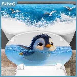 PkYeG Sáng tạo tự dính dễ thương chim cánh cụt nhà vệ sinh dán không thấm nước phòng tắm Đề can trang trí
