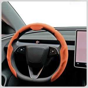 NOBLELYN Nappa Leather Steering Wheel Cover Ultra-Thin Three-Stage Handle Nappa Leather Cover Sporty Style Universal Fit Car Steering Wheel Accessories For Men
