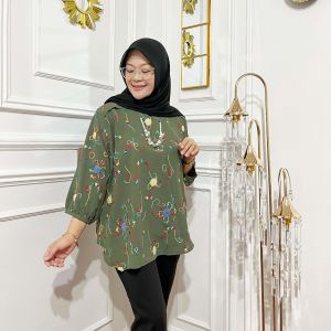 Atasan Wanita Jumbo Sakura Linen Premium Limitied EDITION Ld 122 bb 90 Kg