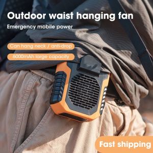 6000mA Portable Waist Fan USB Air Conditioning Hanging Neck Mini Fan Exhaust Fan Outdoor Sports Air Conditioning Cooling