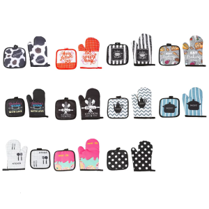 Cooking Baking Gloves Oven Mitts Microwave Oven Gloves Home Kitchen Tool Potholder Pad for Cooking Baking Grilling