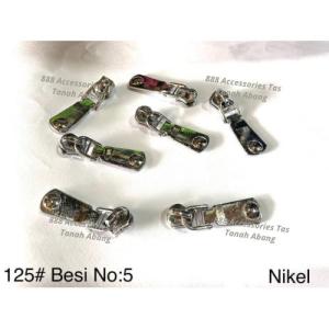 Kepala Resleting No.5 Gigi Besi Impor Nikel