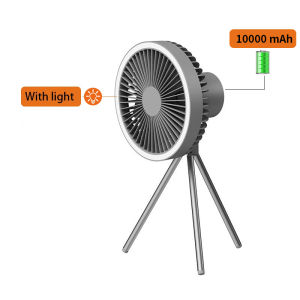 JINGKE Camping Fan Multifunctional Mini Fan 4000/10000mah Portable USB Charging Station Fan Outdoor Camping Ceiling Fan with LED Light Camping Tripod Air Cooling Fan