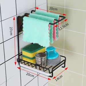 Rag Rack Kitchen Supplies Stainless Steel Rack Drain Rack Wall-mounted Dishcloth Sponge Storage Rack