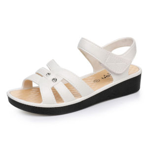 [Free Shipping] High-End WomenS Sandals For Summer Fashionable And Casual With Floral Design Suitable For Middle-Aged And Elderly Mothers With Velcro Fastening And Soft Soles
