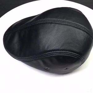 YCHION Winter Mens Real Genuine Cow Leather Baseball Cap Brand Sboy Beret Hat Winter Warm Caps Hats Men with Ear Flaps
