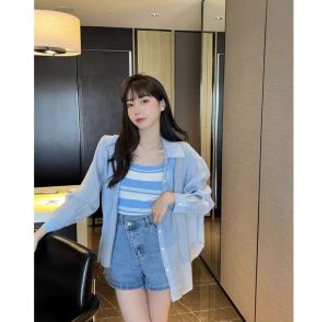 BestStore - Kemeja Ceruty Transparan / Kemeja Summer / Long Sleeve Kemeja / Atasan Wanita /