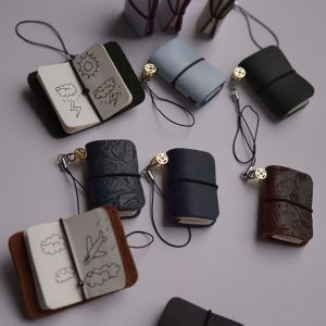 PLLEWY Cow Leather Mini Notebook Handbook Multi-Purpose Use Pocket Notebook Tiny 32 Sheet 64 Page Ultra-small Notebook Schedule Planning