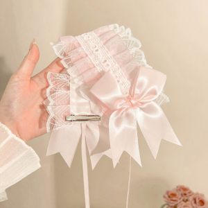1972YAN1 Lolita Cat Ears Headband Lace Cosplay Head Wrap Bow Headwear Hair Accessories