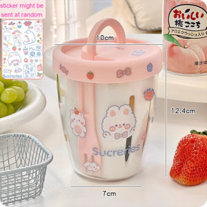 ถ้วยโยเกิร์ตพาร์เฟ่ต์น่ารักพร้อมฝาปิด ขวดน้ำน่ารัก แก้วพลาสติกใสสำหรับใส่สลัดข้าวโอ๊ต ผลไม้ นม ปราศจาก BPA สำหรับมื้อเช้า