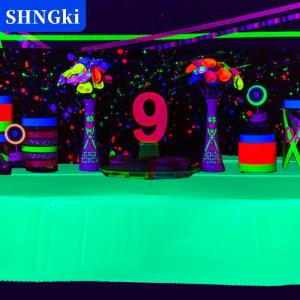 SHNGki Napkin bàn huỳnh quang 54x108 inch phát sáng trong bóng tối khăn trải bàn neon đồ trang trí tiệc dễ vệ sinh.