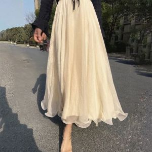 New Fairy 8 Mi Super Large Swing Wavy Edge Fashion Flowing Sand Skirt Chiffon Shiny Pearl Half Skirt Long Style