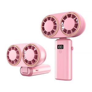 Handheld folding double-head fan portable small USB rechargeable student hand-held desktop mini elec