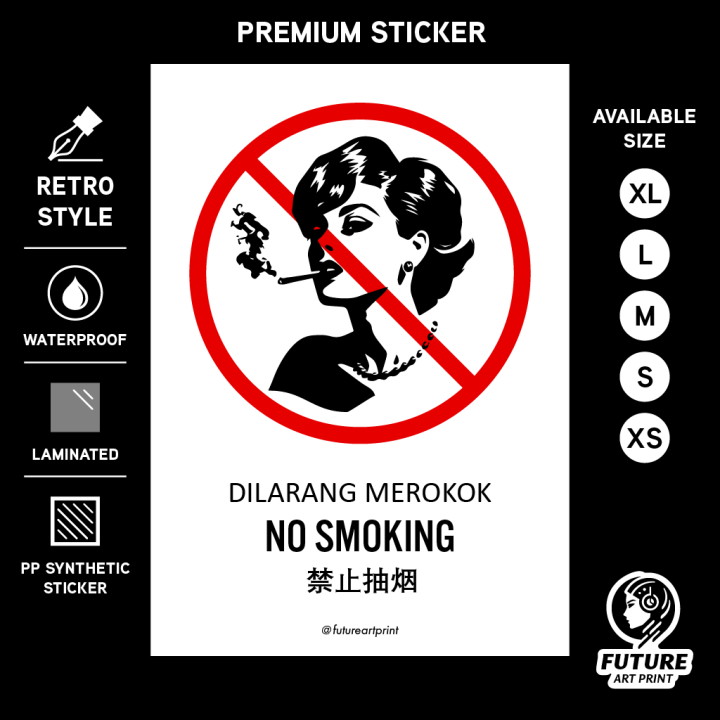 No Smoking. Dilarang Merokok. 禁止抽烟. Premium Sticker Prohibition Sign ...