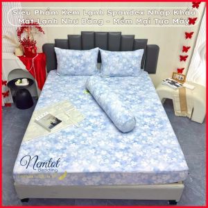❄️SIÊU LẠNH❄️Bộ Ga Gối Trần Bông Kem Lạnh Spandex Mềm Mịn Mát Rượi Như Băng - Nemtot Bedding