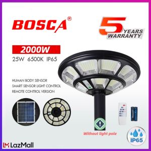 BOSCA 5 Years Warranty 1000w / 2000W Solar Garden Light Solar Street Light Outdoor Solar Light With Automatic Motion Sensor