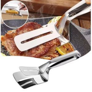 Stainless Steel Frying Shovel Clip Multifunctional Steak BBQ Tongs Frying Fish Spatula Clip Bread Clip Household Kitchen Tool