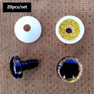 OKONOK 20pcs/set 12mm Mắt mèo pha lê lấp lánh 3D Nhựa tổng hợp Với Flash Pad Phụ kiện mắt búp bê nhiều màu sắc Linh Kiện Đồ Chơi Nhồi Bông Đồ thủ công mắt lấp lánh an toàn
