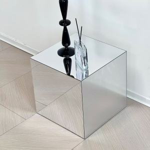 Mirrored square side table small apartment coffee table photography prop showroom decoration