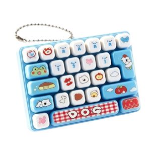FUJIN Phim hoạt hình Móc khóa bàn phím 26 phím Mini Động vật Móc khóa bàn phím giả lập  dây chuyền bàn phím Sáng tạo Móc khóa nút bấm ngón tay Trang trí ba lô